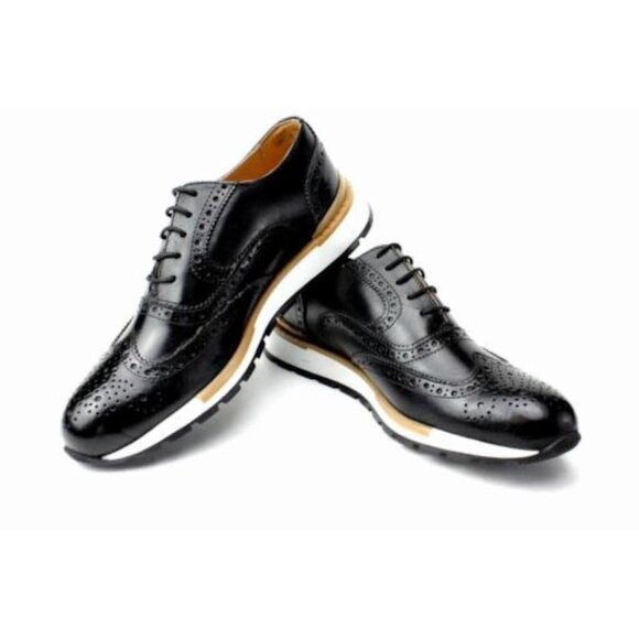 Italian Handmade Men\'s Leather Sneaker/ Jamal Black Italian Mens Dress Sneakers main image 5